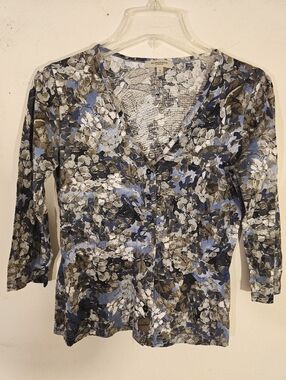 Burberry London Blue Floral Long Sleeve Top